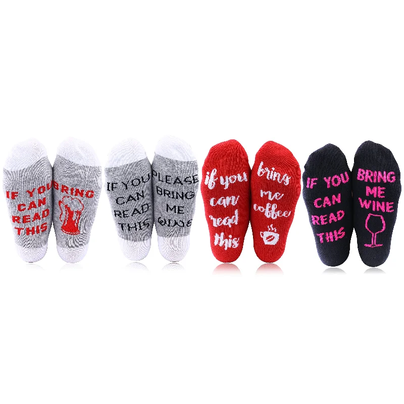 4-Pairs: Patterned Novelty Socks If You Can Read This Bring Me Socks