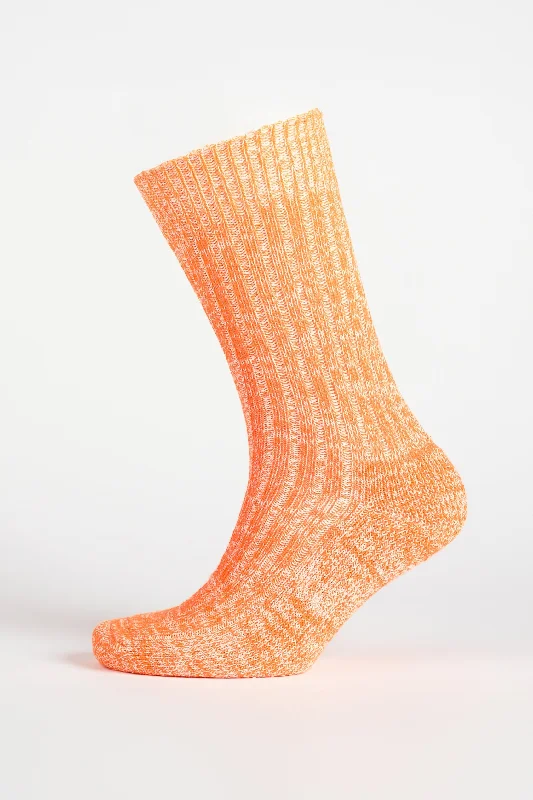 Cushioned Cotton Walking Sock - Orange/White