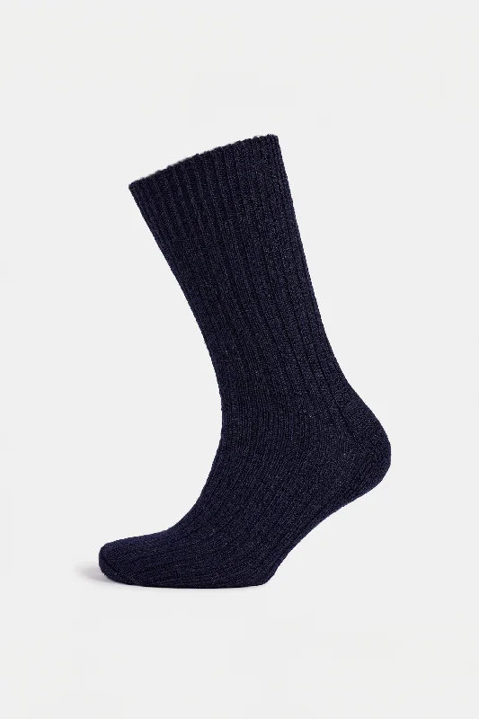 Cushioned Wool Walking Sock - Navy