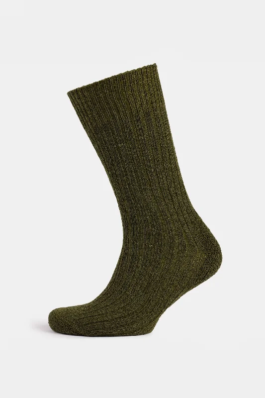 Cushioned Wool Walking Sock - Olive