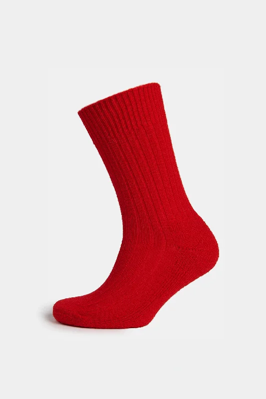 Cushioned Wool Walking Sock - Red