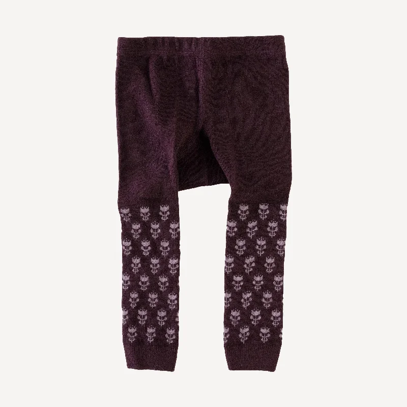 footless tights | mauve floral | organic cotton jacquard