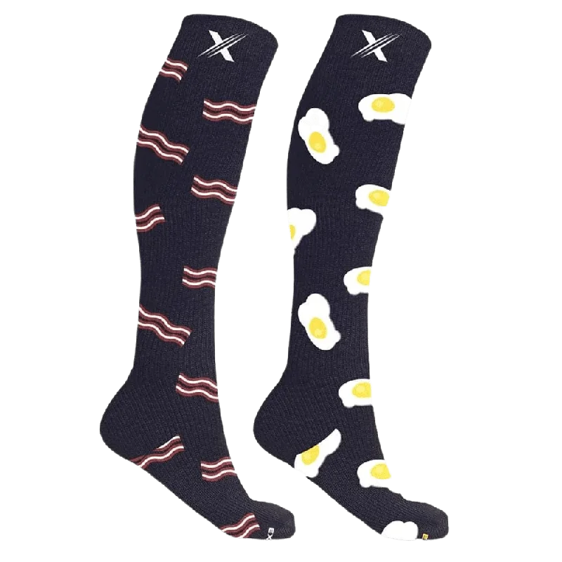 Mismatched: Eggs & Bacon Compression Socks