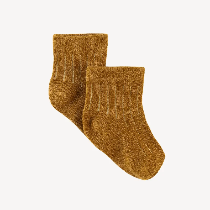 shortie socks | mustard pinstripe | organic cotton rib