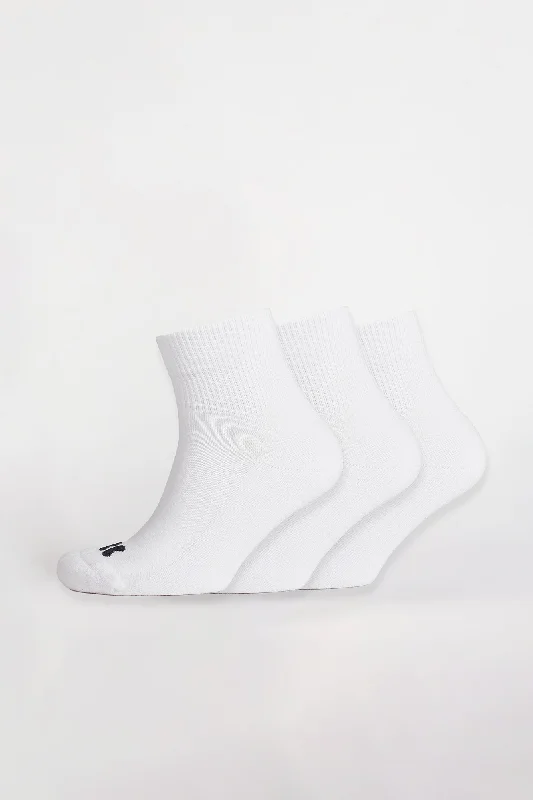 Sports Cotton Sock Ankle 3 Pack - White