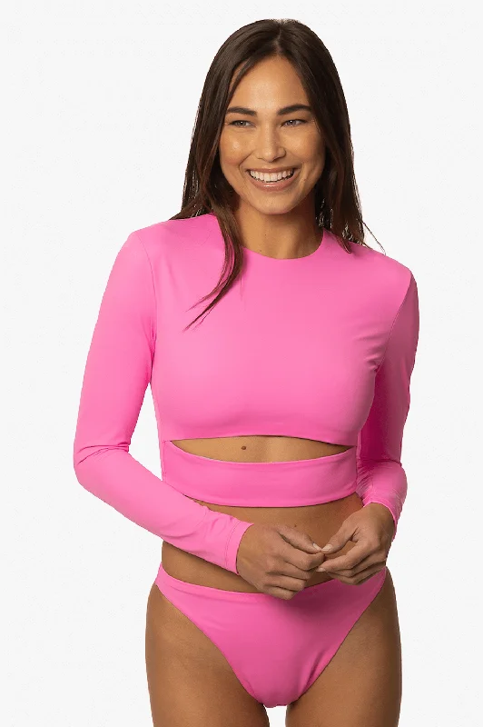 Taranaki Long Sleeved Crop Cut-Out Rashie - Passion