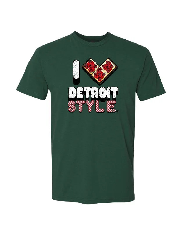 Ink Detroit - I Love Detroit Style Pizza T-Shirt - Forest Green