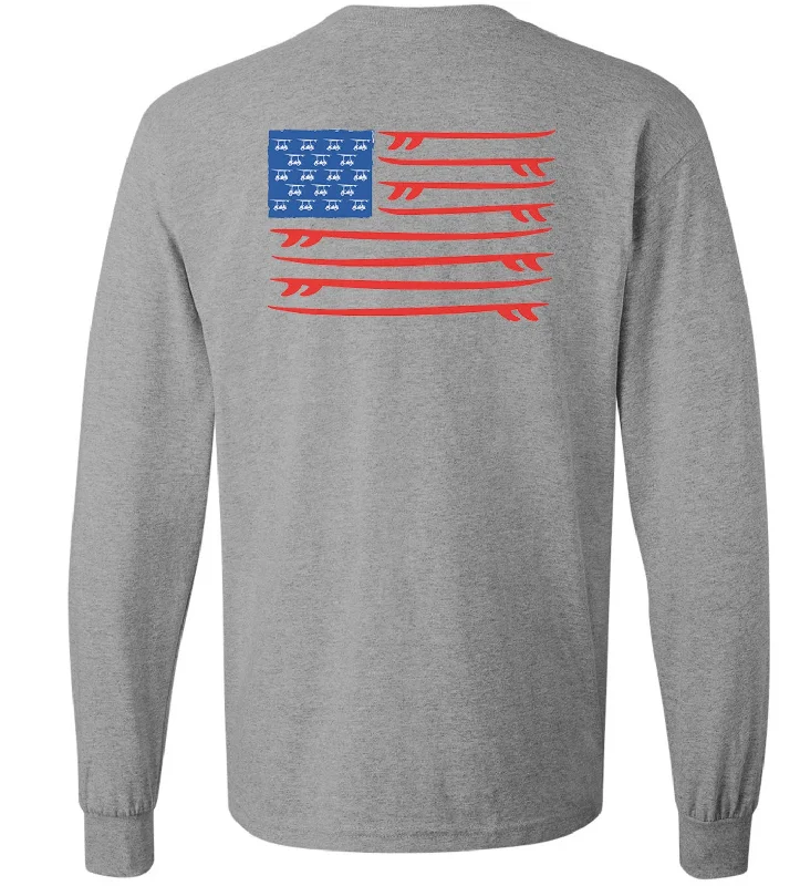 Island Tee - Long Sleeve Surfboard - Heather Grey