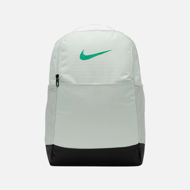 Nike Brasilia 9.5 Training Backpack (Medium, 24L) - Light Silver/Black/Stadium Green