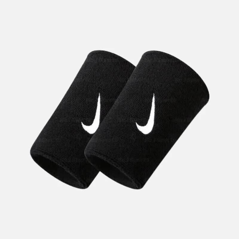 Nike Swoosh Doublewide Wristbands -Black/Matte Silver/Black