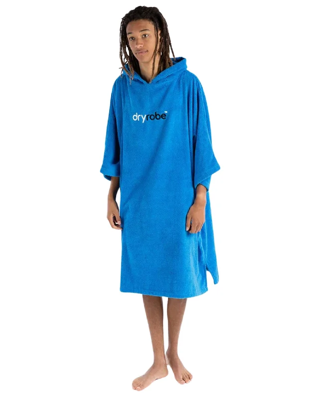 Organic Cotton Short Sleeve Adult Towel Poncho - Cobalt Blue