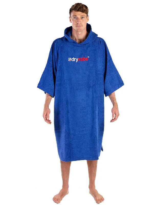 Organic Cotton Short Sleeve Adult Towel Poncho - Royal Blue