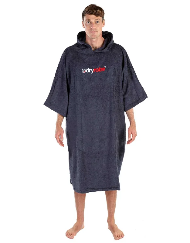 Organic Cotton Short Sleeve Adult Towel Poncho - Navy