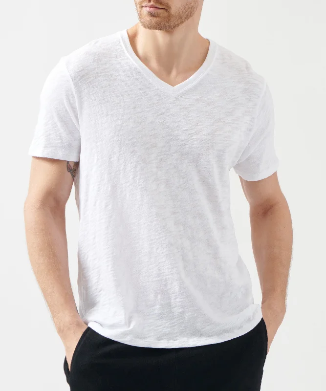 Slub Jersey V-Neck Tee - White