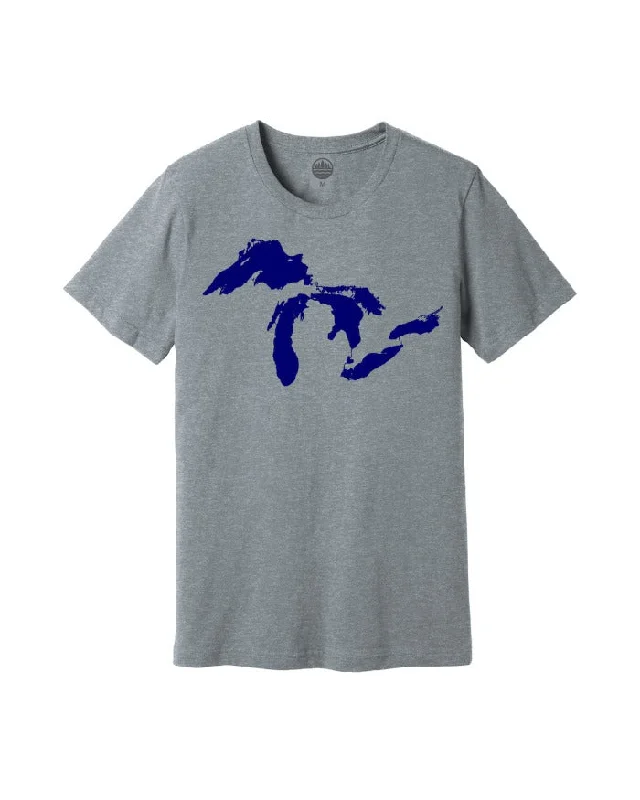 The Great Lakes State Detailed Great Lakes T-Shirt - Heather Grey