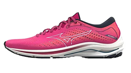 Mizuno Damen Wave Rider 25 (W) Laufschuhe, Pink/Pfau/Weiß/Morockanisches Blau, 40.5 EU