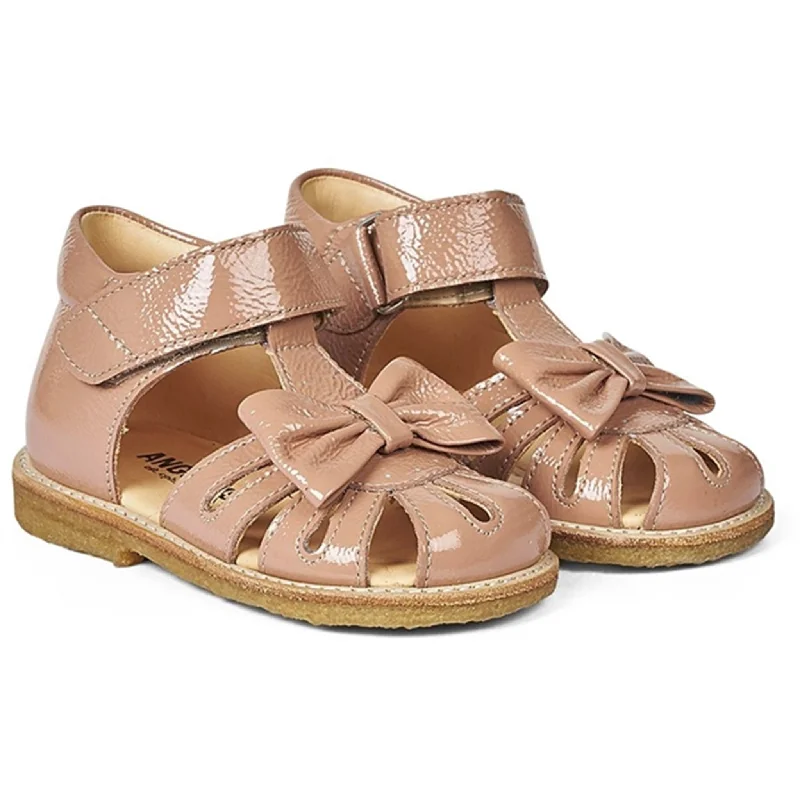 Angulus Starter Sandal W. Bow And Velcro Dark Peach