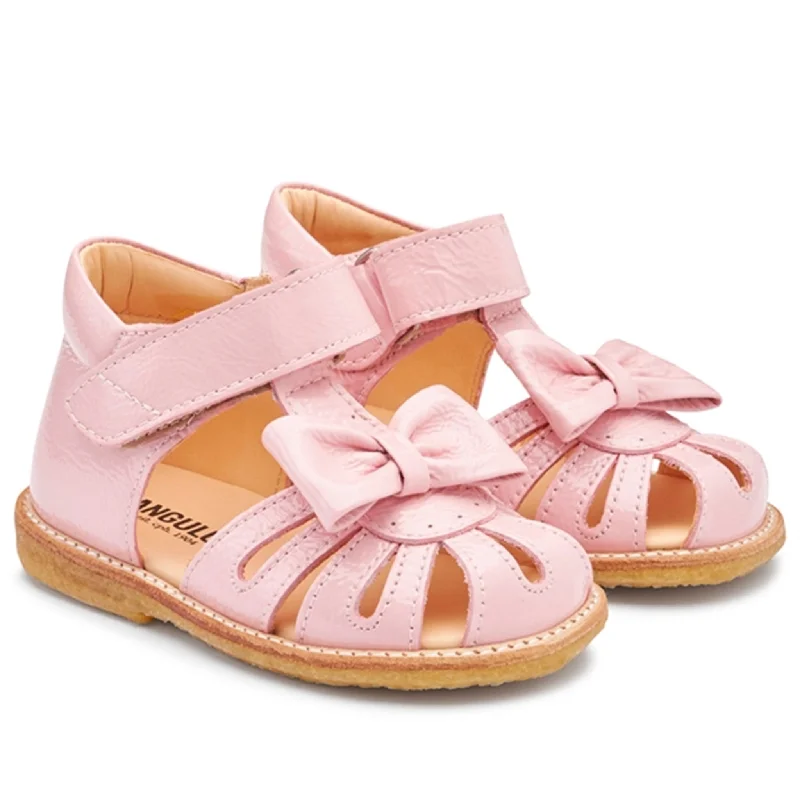 Angulus Starter Sandal W. Bow And Velcro Rose