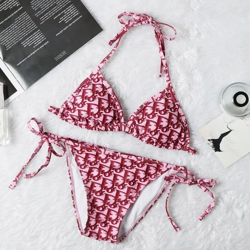 Christian Dior Two-Piece Sexy Tie-Up Pink Bikini