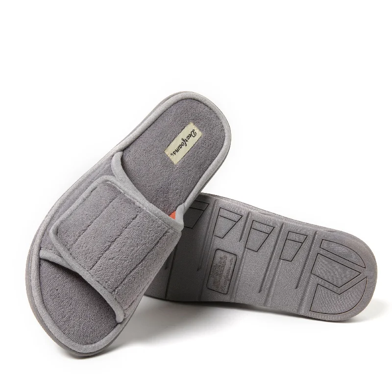 Dearfoams Men's Collin Terry Adjustable Shower Slide House Slipper