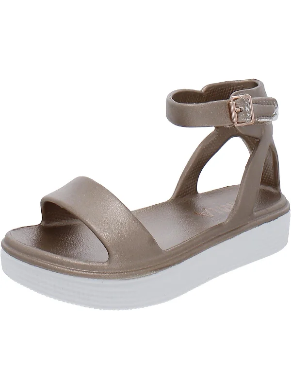 Ellen Girls Faux Leather Ankle Strap Flat Sandals