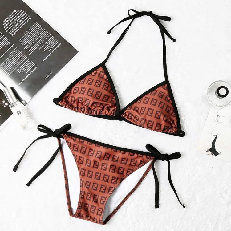 Fendi Roma Two-Piece Brown Tie-Up Bikini