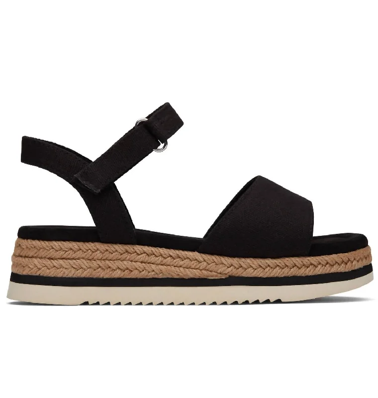 Kids Girls Diana Sandal In Black Canvas