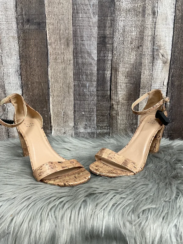 Sandals Heels Block By A New Day In Tan, Size: 10