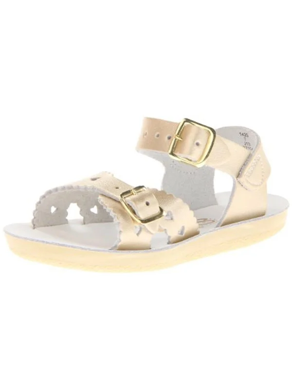 Sweetheart Girls Faux Leather Scalloped Sandals