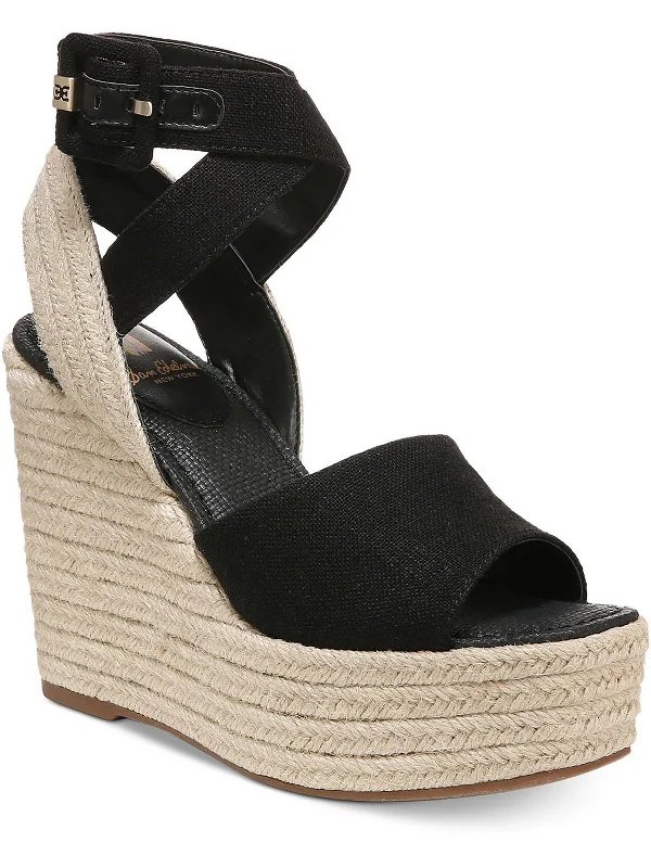 Vada Womens Canvas Wedge Platform Sandals