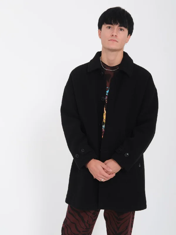 Floyder Peacoat Coat - BLACK