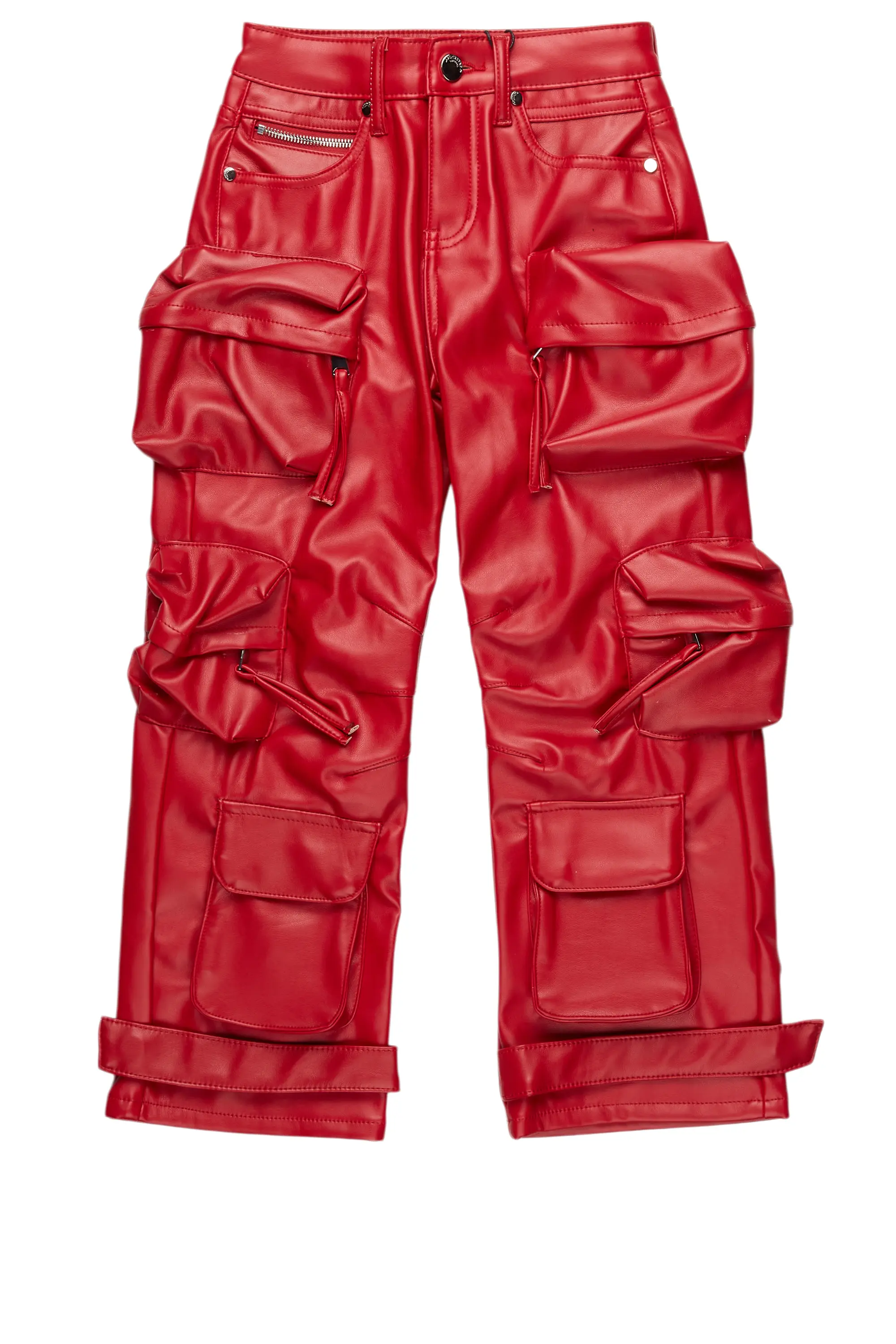 Girls Lenz Red PO Cargo Leather Baggy Fit Jean