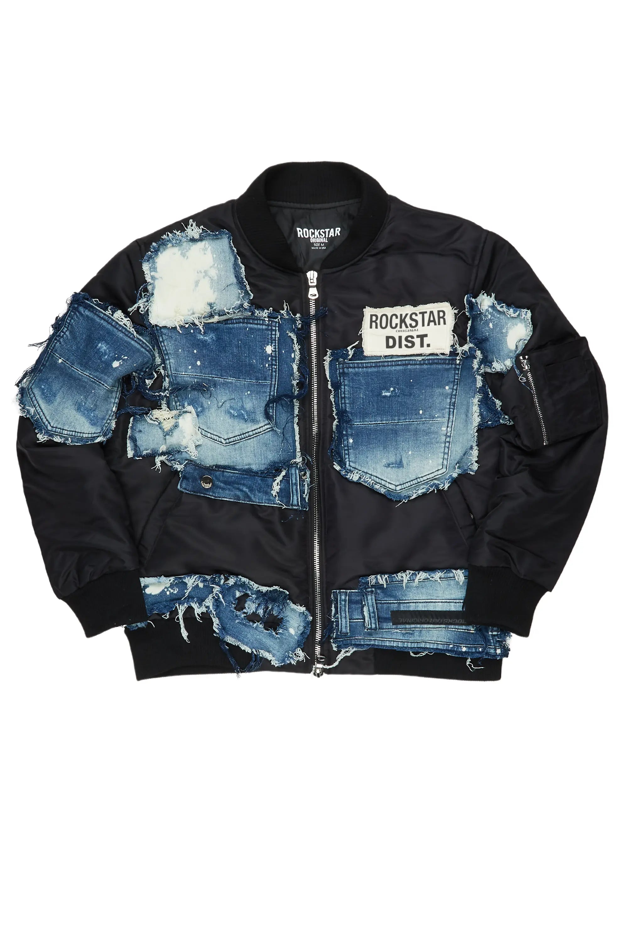 Xylo Black Patchwork Bomber Jacket