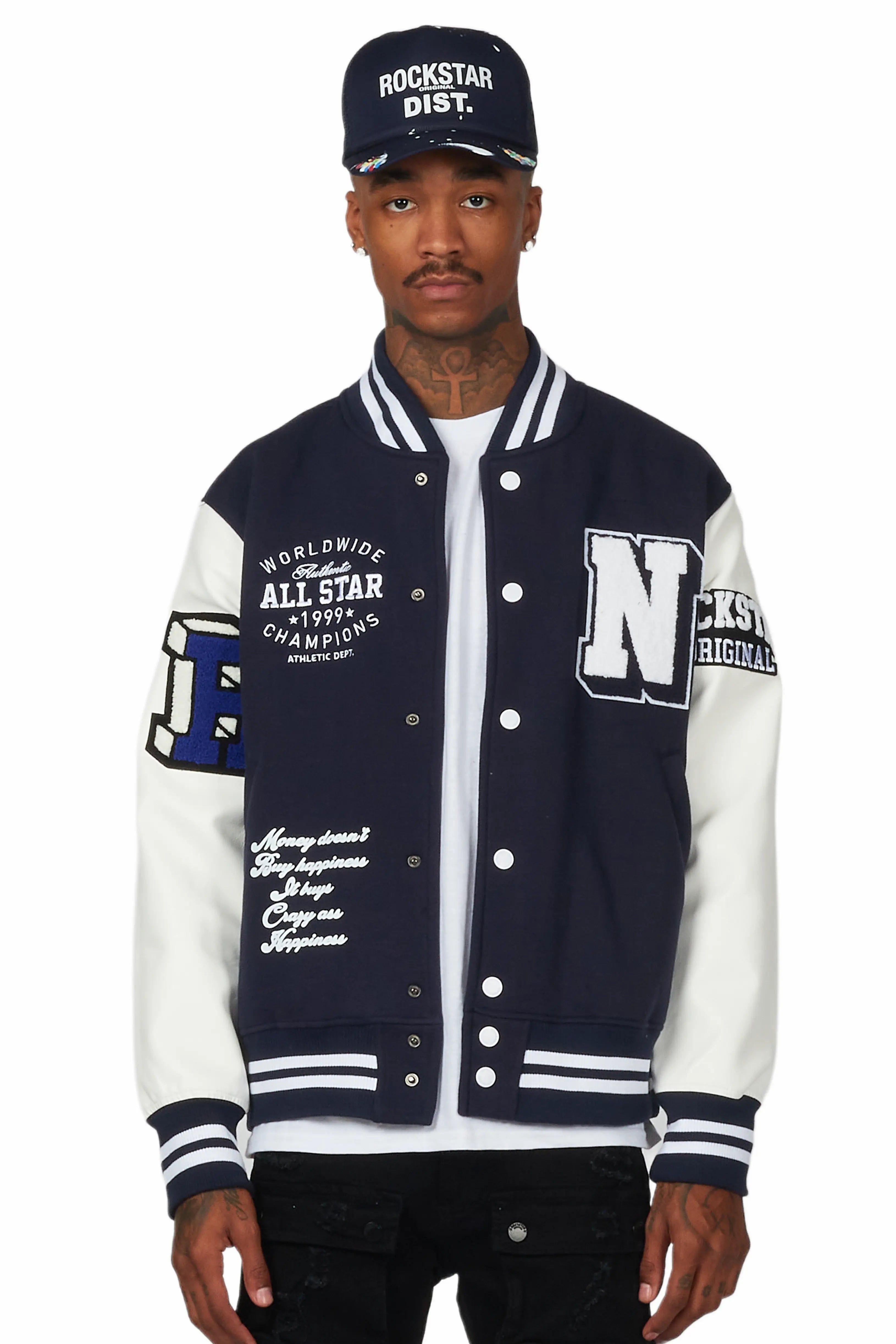 Himiko Navy Varsity Jacket