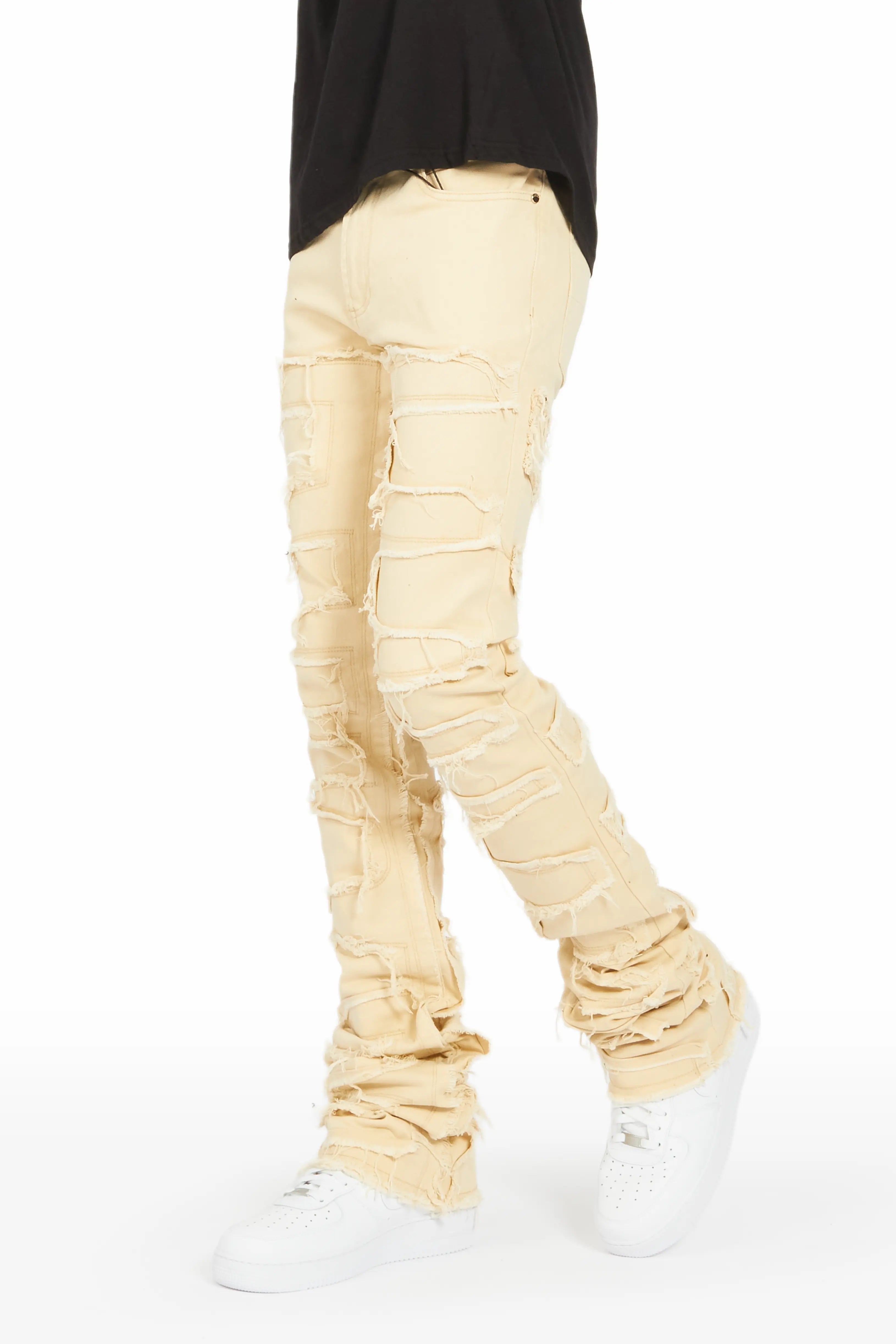 Hallie Beige Super Stacked Flare Jean