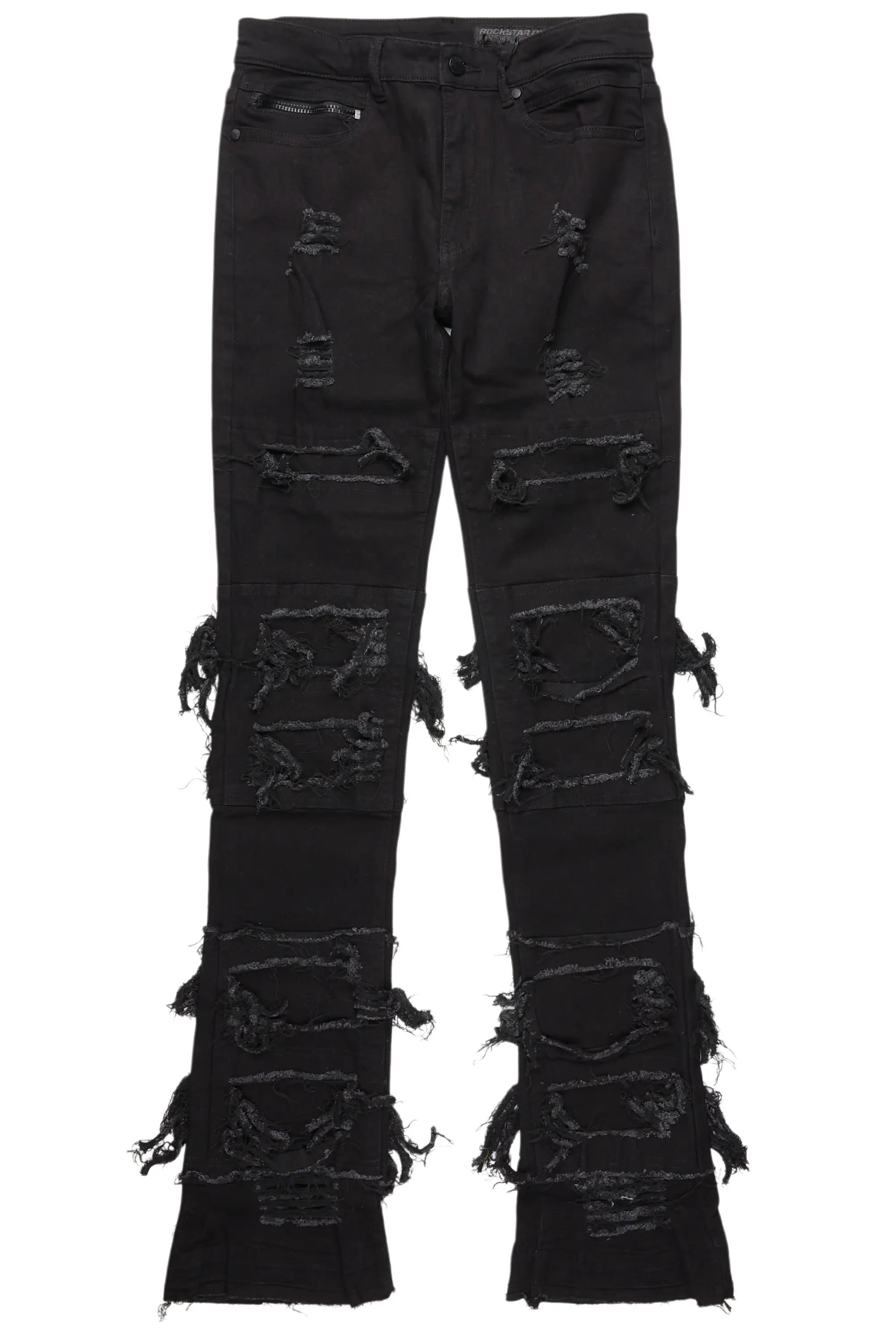 Vasco Jet Black Stacked Flare Jean