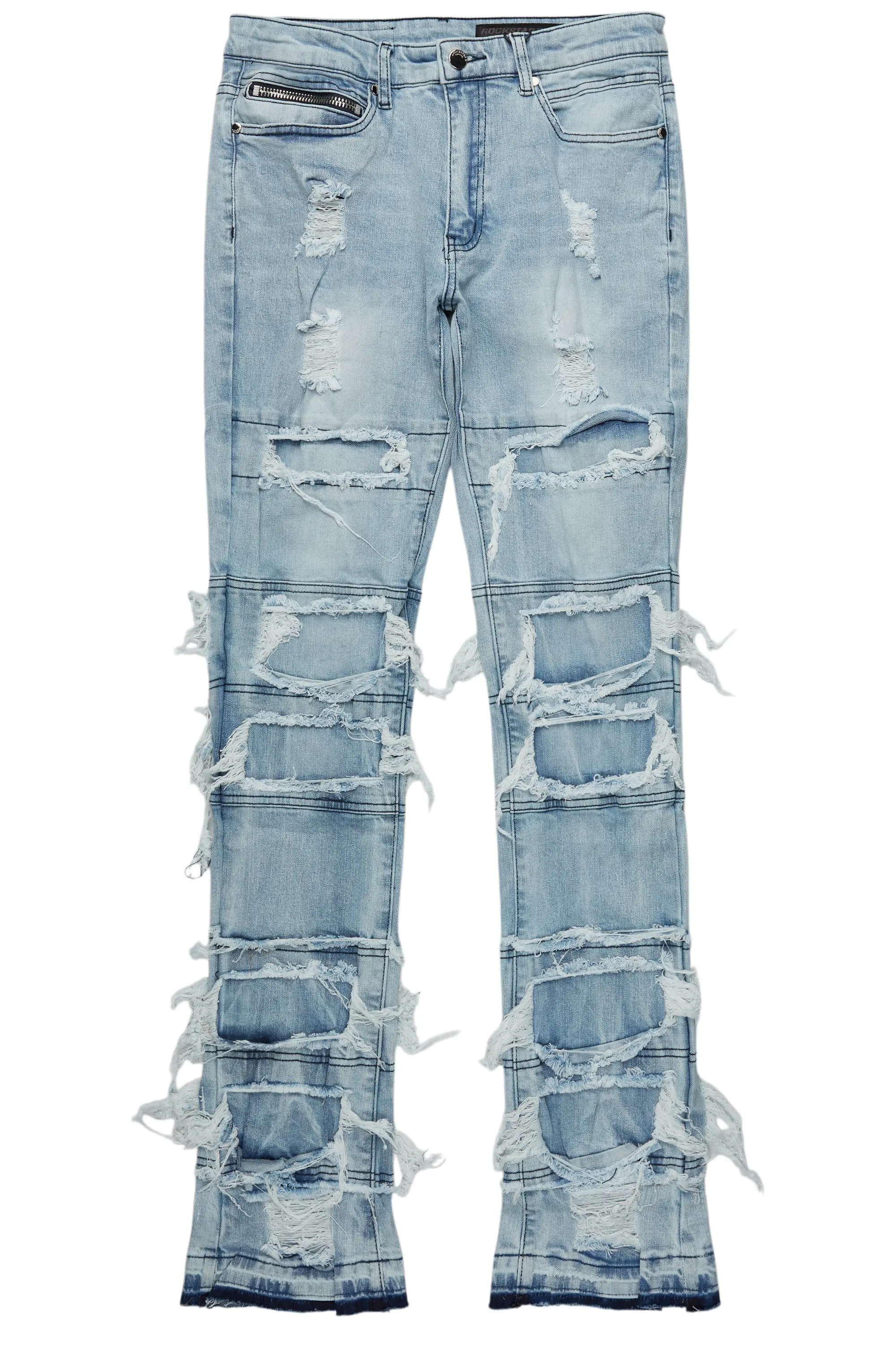 Vasco Light Blue Stacked Flare Jean