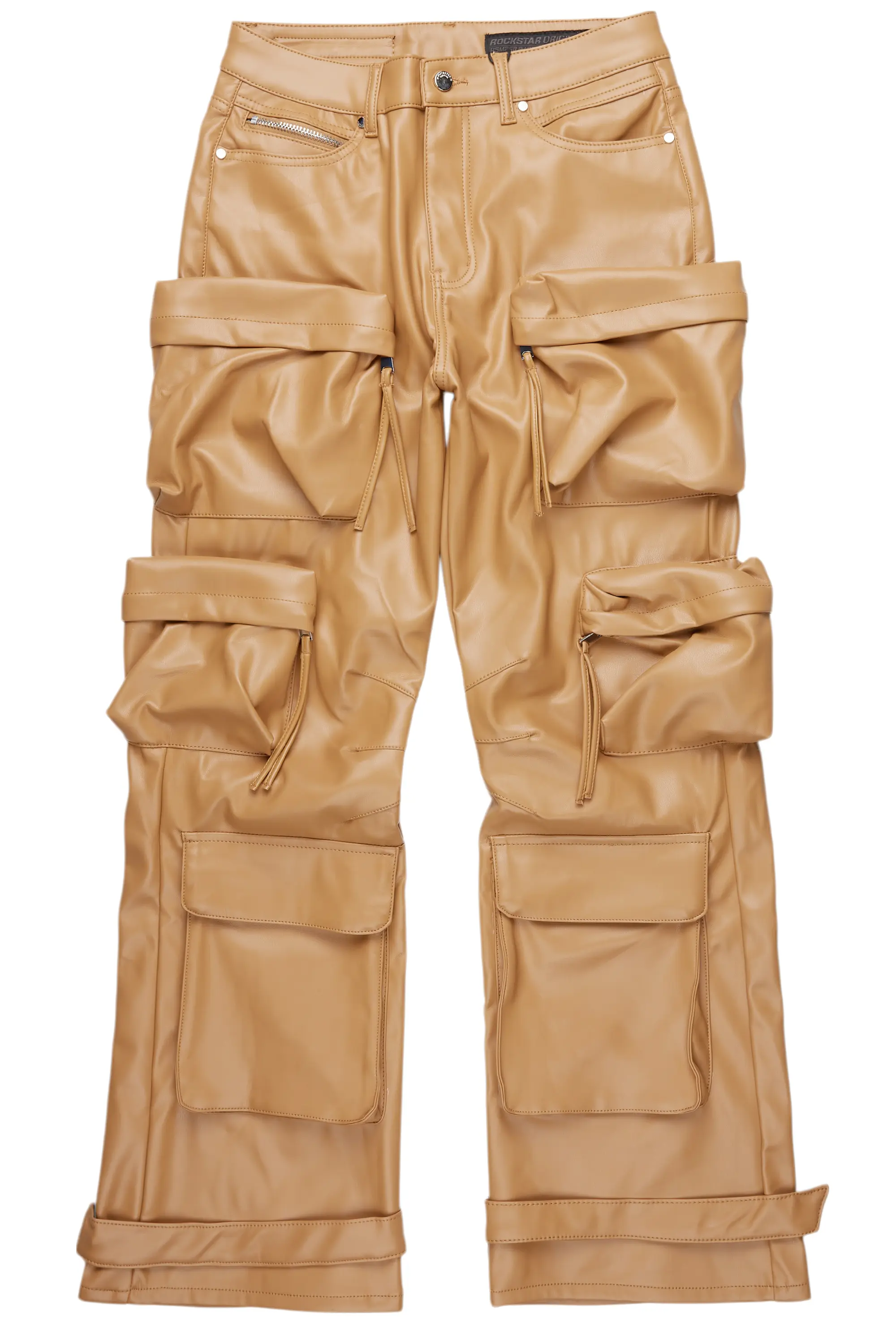 Lenz Beige PU Stacked Leather Jean