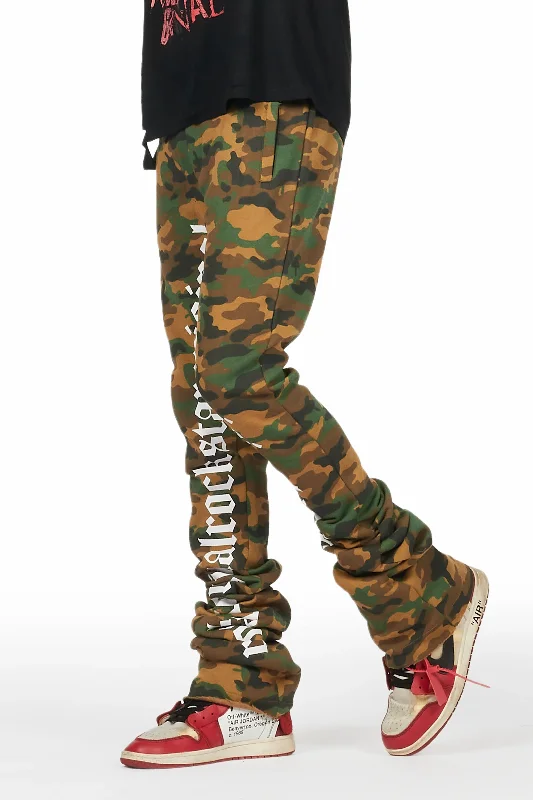 Callie Faded Camo Super Stacked Flare Pants