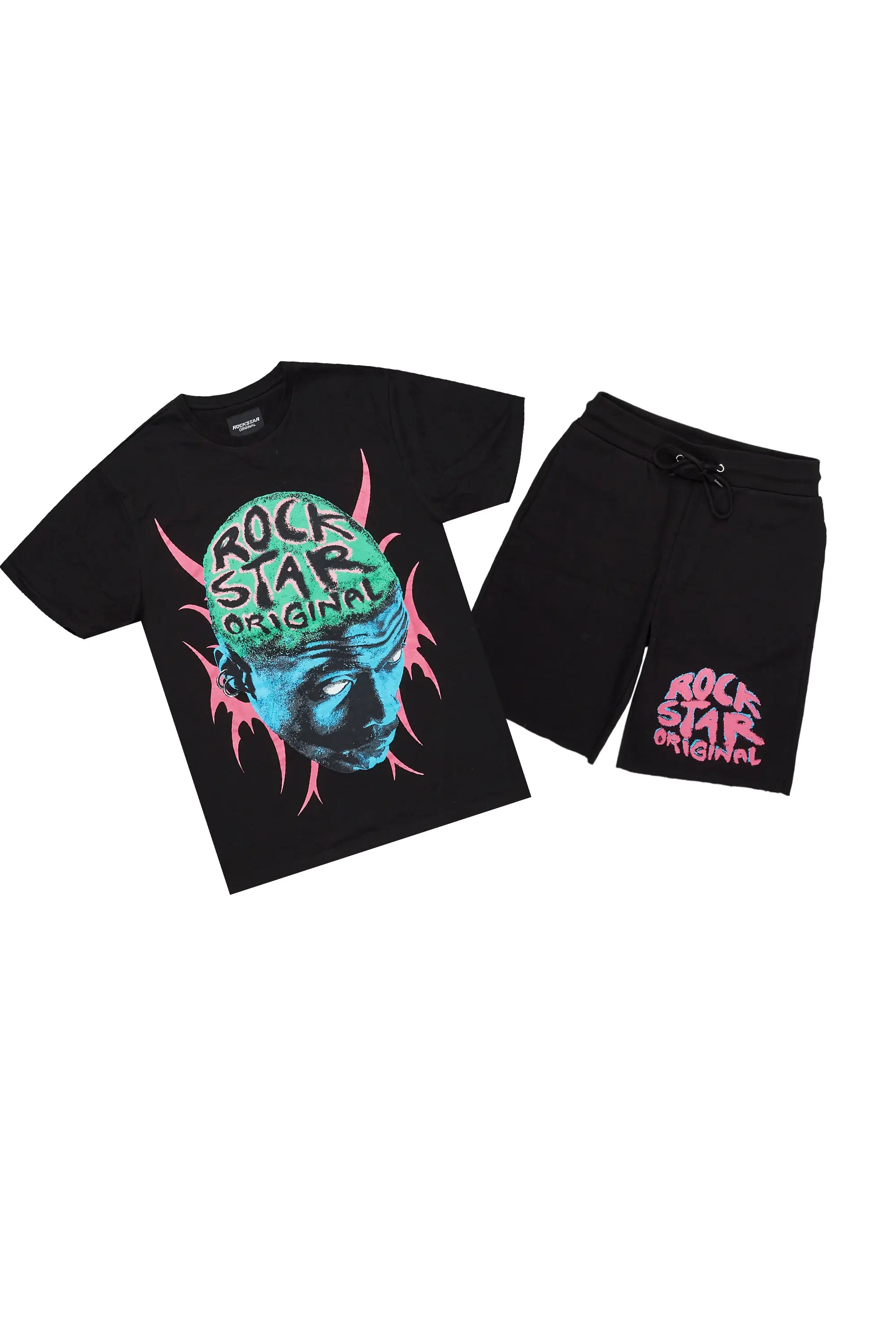 Waves Black T-Shirt/Short Set