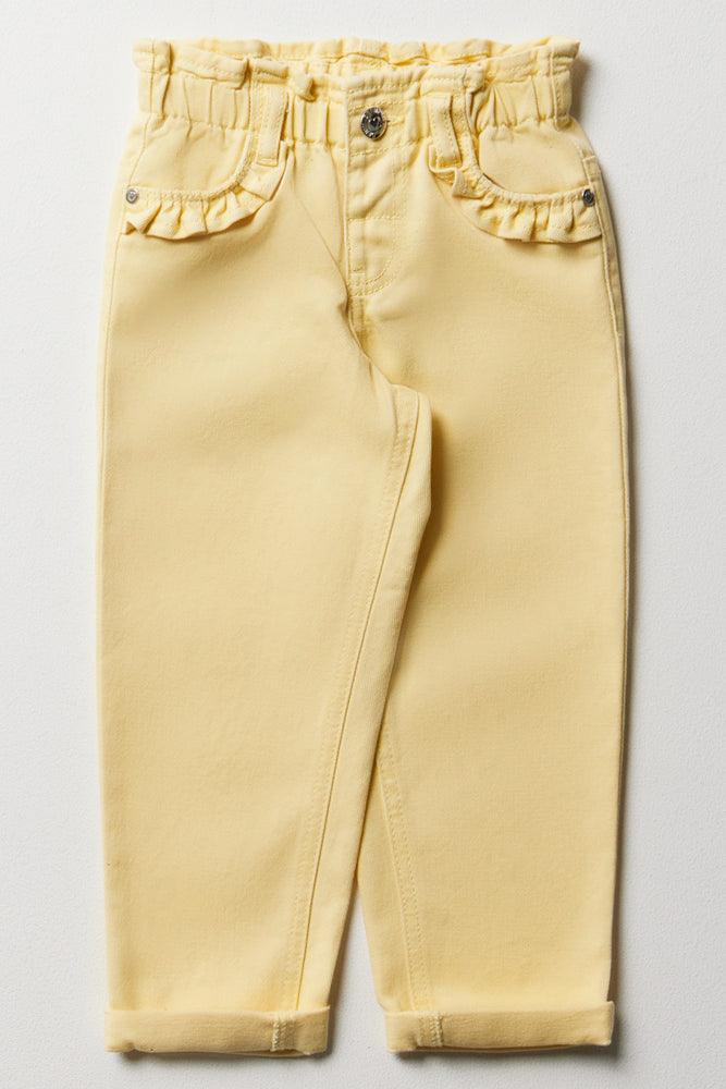 Frill Mini Mom Denim Jeans Yellow