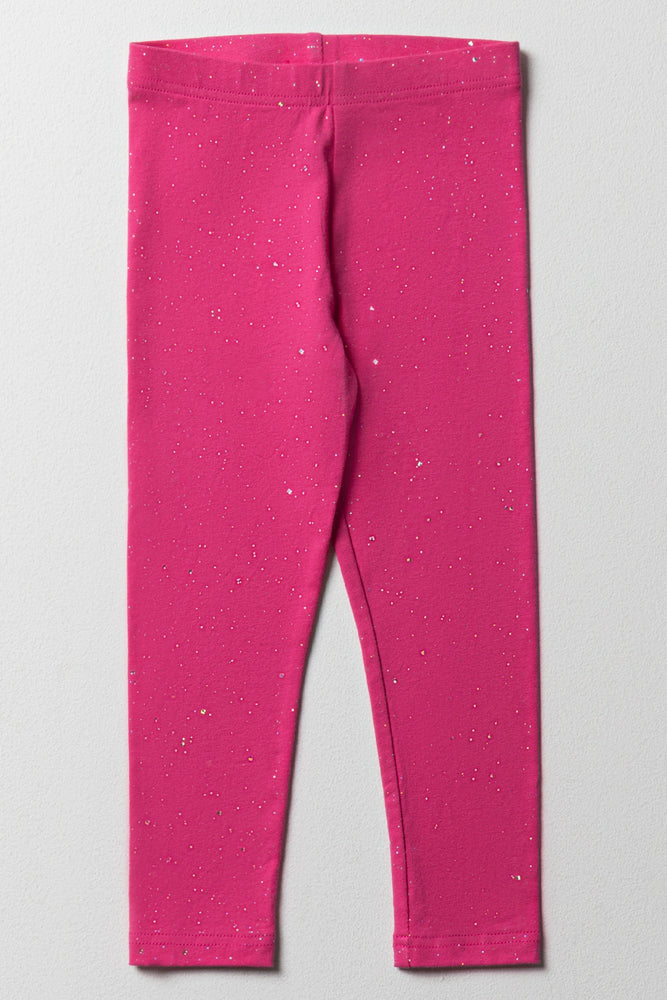 Glitter Aop Long Legging- Hot Pink