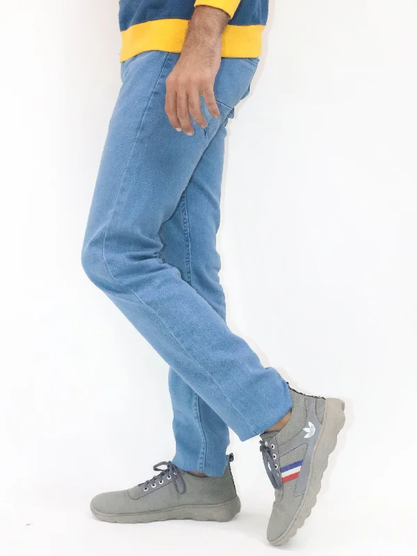 Light Blue Regular Fit Stretchable Jeans For Men MDJ12