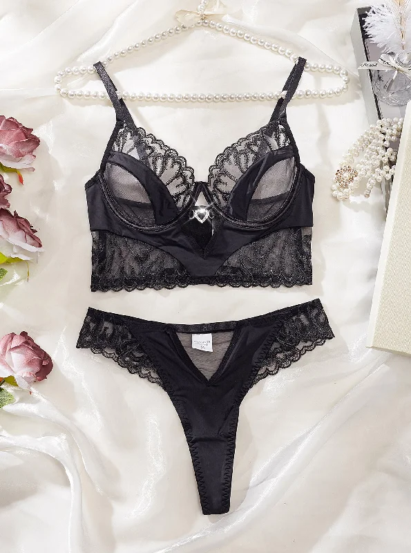 Mesh Hollow Love Two-piece Set