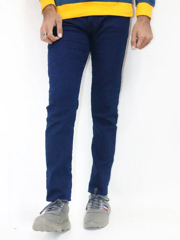 Navy Blue Regular Fit Stretchable Jeans For Men MDJ11