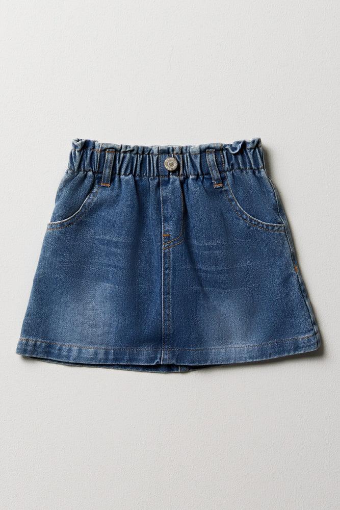 Paperbag Denim Skirt Blue