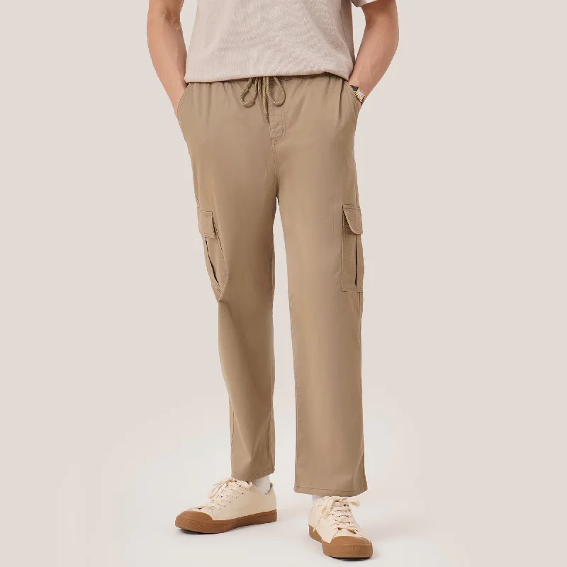 Relaxed Fit Gartered Twill Cargo Pants