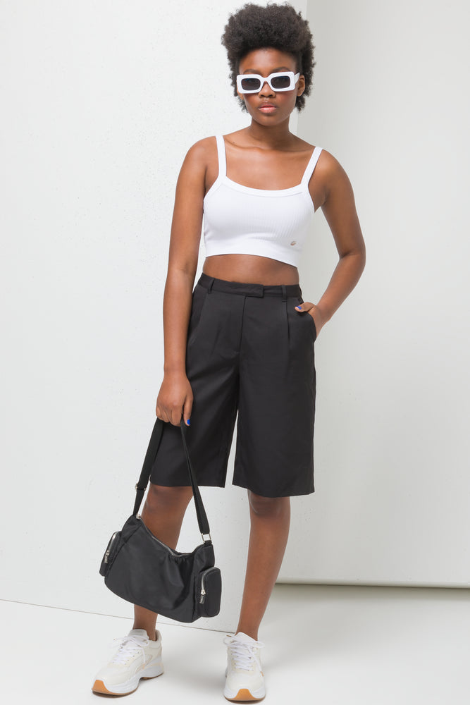 Trouser Wide Leg Short Black